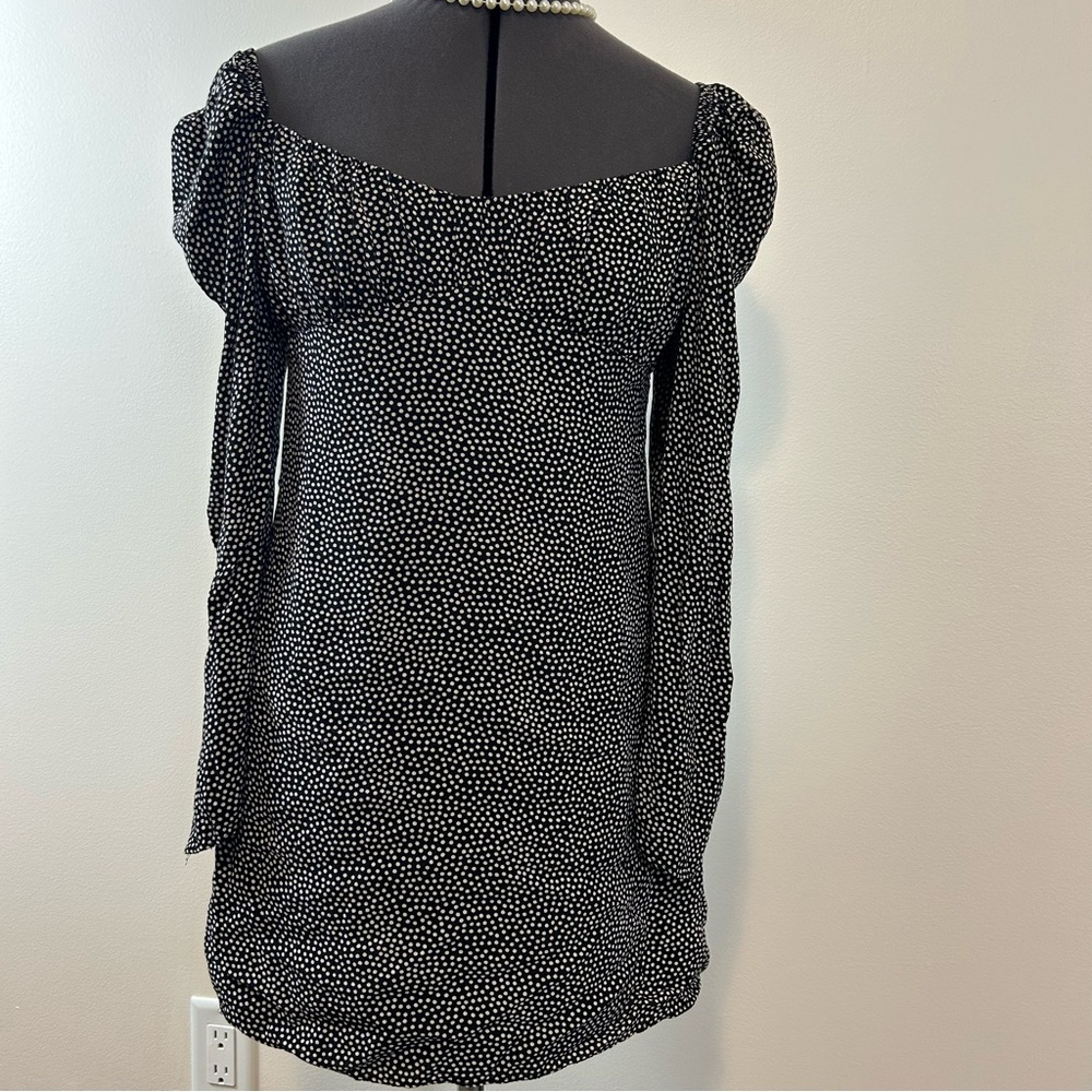 Zara Polka Dot Square Neck Puff Sleeve Mini Dress Large